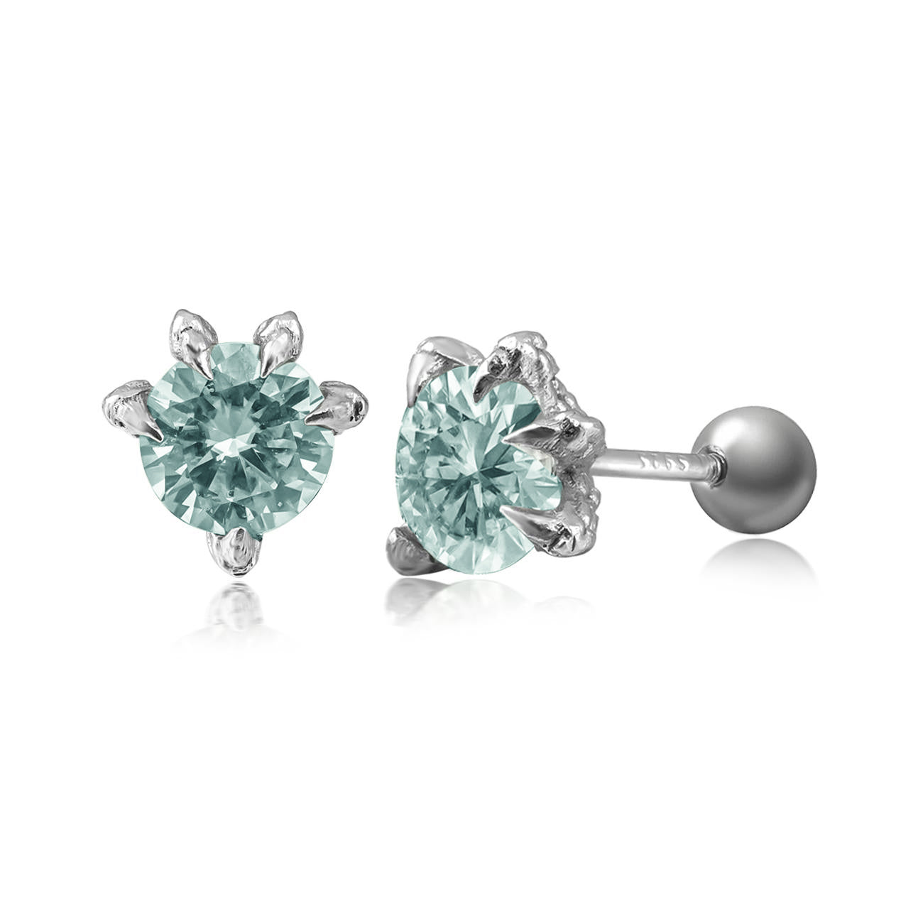 Sterling Silver Maldives Blue Dragon Claw Stud Earrings for Men Women with screw back, D Color VVS Clarity Mossanite Moissanite Mens Earrings Stud Jewelry for Women Men, Birthday Gifts