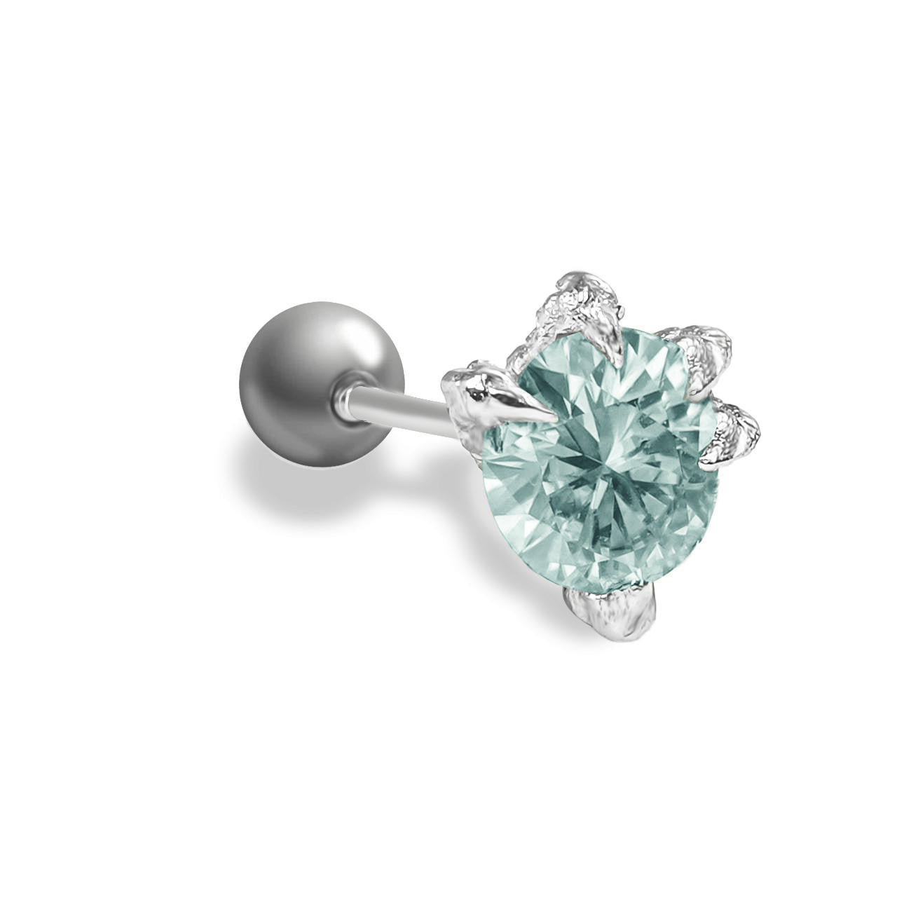 Sterling Silver Maldives Blue Dragon Claw Stud Earrings for Men Women with screw back, D Color VVS Clarity Mossanite Moissanite Mens Earrings Stud Jewelry for Women Men, Birthday Gifts
