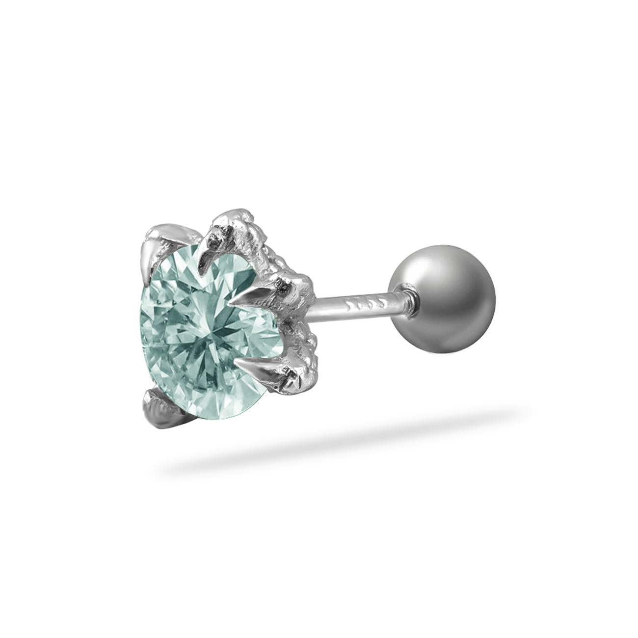 Sterling Silver Maldives Blue Dragon Claw Stud Earrings for Men Women with screw back, D Color VVS Clarity Mossanite Moissanite Mens Earrings Stud Jewelry for Women Men, Birthday Gifts