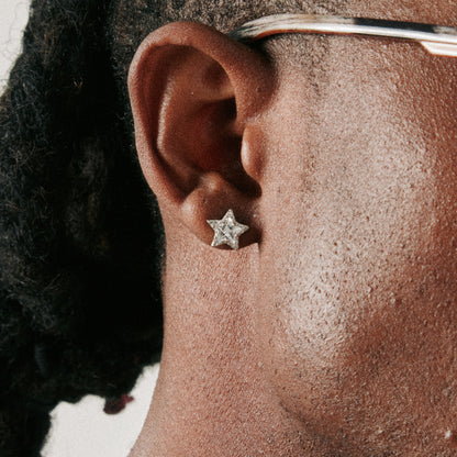 [LUMI12] Sterling Silver Star-Shaped Stud Earrings, VVS1 Clarity & D Color, Jewelry Box Packed, Ideal Gift, Birthday Gift