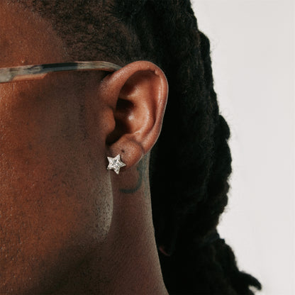[LUMI12] Sterling Silver Star-Shaped Stud Earrings, VVS1 Clarity & D Color, Jewelry Box Packed, Ideal Gift, Birthday Gift
