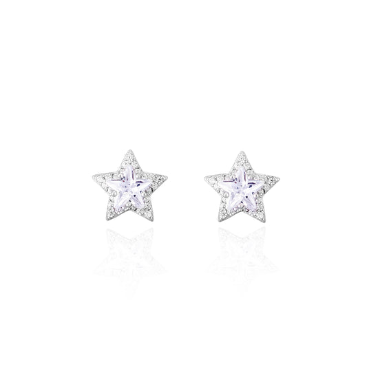[LUMI12] Sterling Silver Star-Shaped Stud Earrings, VVS1 Clarity & D Color, Jewelry Box Packed, Ideal Gift, Birthday Gift
