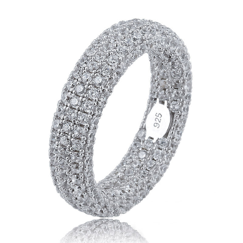 [LUMI48] Iced out Eternity Band, 925 Sterling Silver Cubic Zirconia Ring, Perfect Gift Option, Jewelry Box Packed