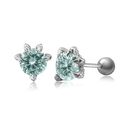 Sterling Silver Maldives Blue Dragon Claw Stud Earrings for Men Women with screw back, D Color VVS Clarity Mossanite Moissanite Mens Earrings Stud Jewelry for Women Men,  Birthday Gifts