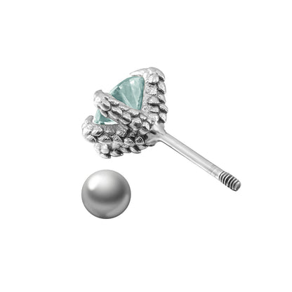 Sterling Silver Maldives Blue Dragon Claw Stud Earrings for Men Women with screw back, D Color VVS Clarity Mossanite Moissanite Mens Earrings Stud Jewelry for Women Men,  Birthday Gifts