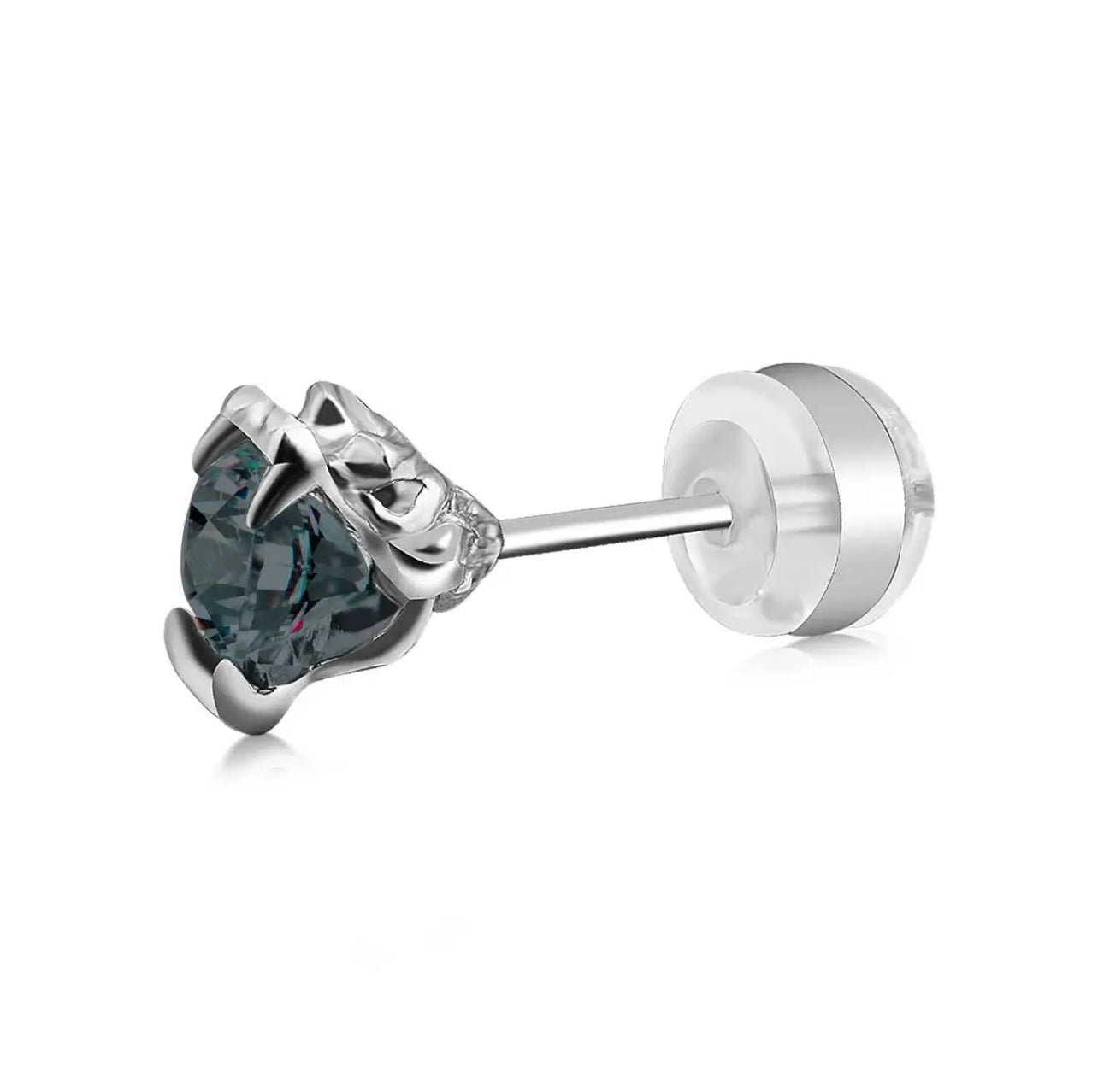 [LUMI98] Sterling Silver Snakebite Synthetic Moissanite Stud Earrings VVS Clarity + D Color, Earring for Men Women