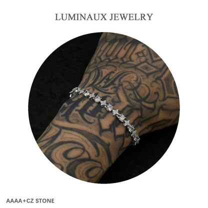 [LUMI25] Starry Iced Out Tennis Bracelet Bling Cubic Zirconia Wrist Chain Hip Hop Jewelry for Men Women, Jewelry Box Packed