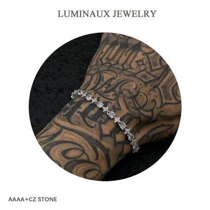 [LUMI25] Starry Iced Out Tennis Bracelet Bling Cubic Zirconia Wrist Chain Hip Hop Jewelry for Men Women, Jewelry Box Packed