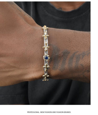 [LUMI92] Solid Sterling Silver Antique Cross Cuff Bracelet for Men Women Adjustable Retro Twisted Cross Bracelets, Ideal Gift