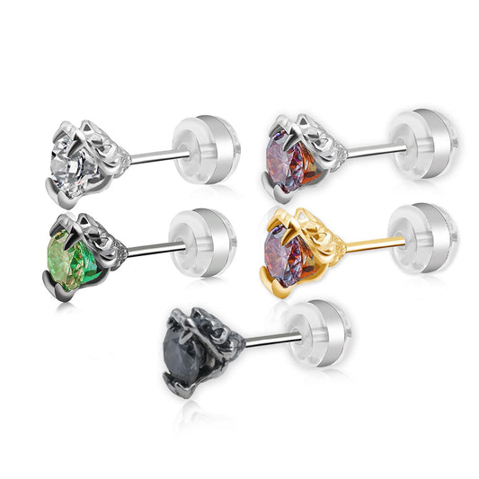 [LUMI98] Sterling Silver Snakebite Synthetic Moissanite Stud Earrings VVS Clarity + D Color, Earring for Men Women