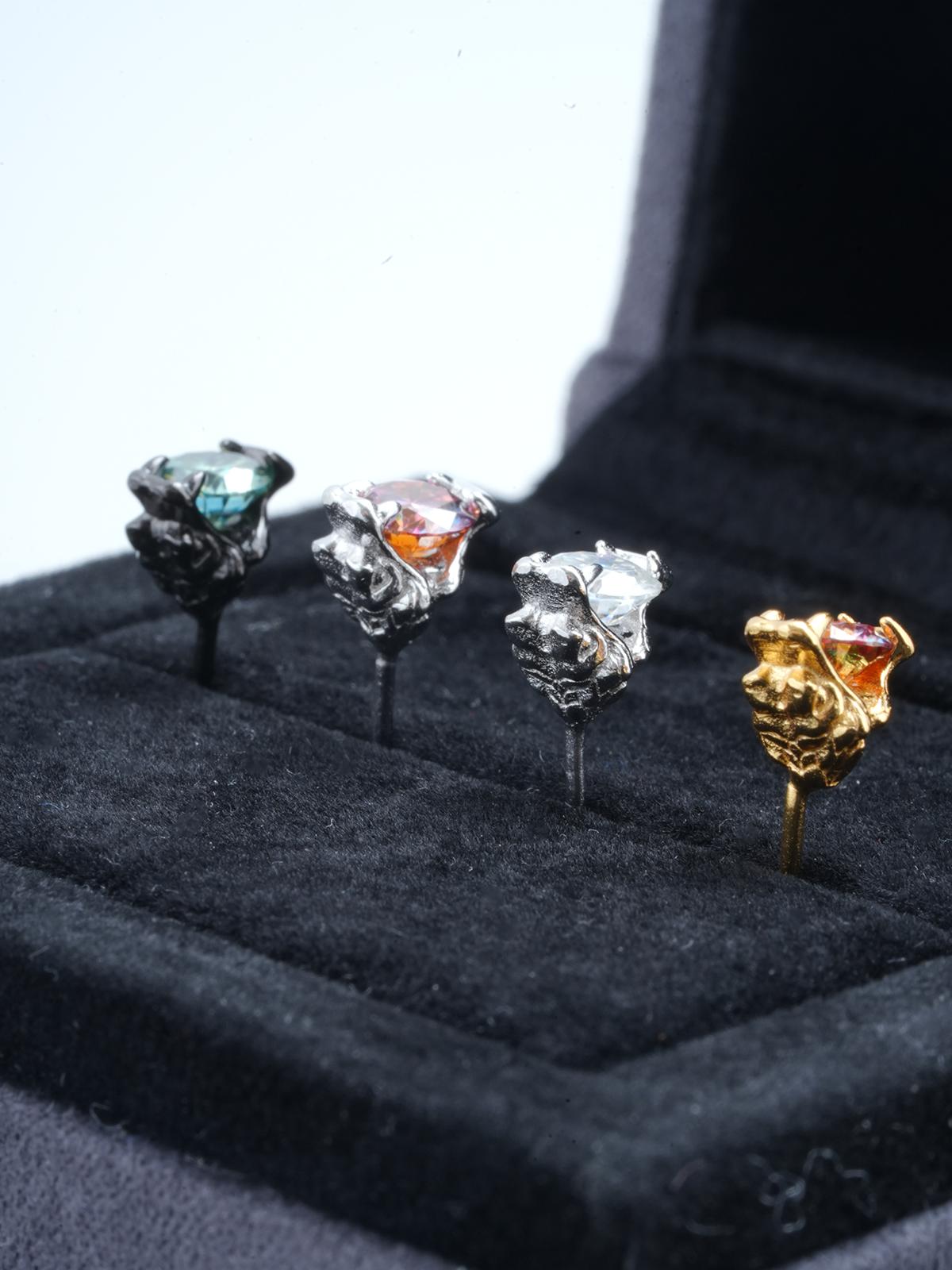 [LUMI98] Sterling Silver Snakebite Synthetic Moissanite Stud Earrings VVS Clarity + D Color, Earring for Men Women