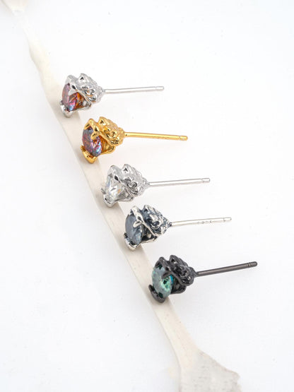 [LUMI98] Sterling Silver Snakebite Synthetic Moissanite Stud Earrings VVS Clarity + D Color, Earring for Men Women