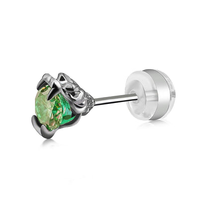[LUMI98] Sterling Silver Snakebite Synthetic Moissanite Stud Earrings VVS Clarity + D Color, Earring for Men Women