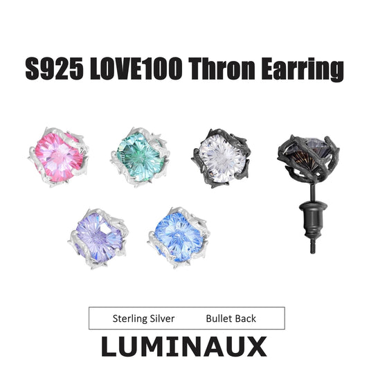 [LUMI9] Sterling Silver LOVE100 Thorn Earring 8MM AAAAA+ CZ Bullet back AAAAA+ D Color VVS Clarity Unisex Fashion Jewelry