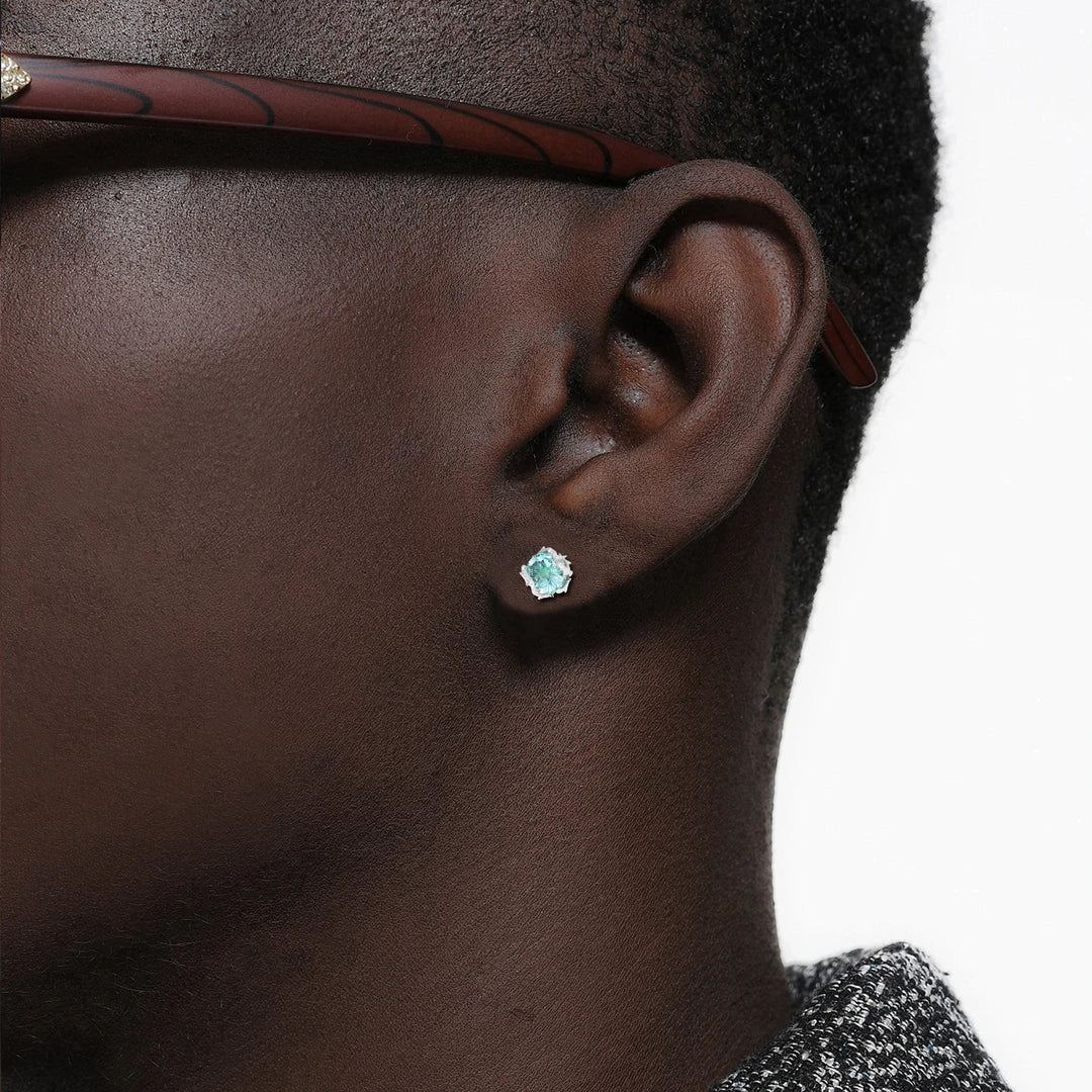 [LUMI9] Sterling Silver LOVE100 Thorn Earring 8MM AAAAA+ CZ Bullet back AAAAA+ D Color VVS Clarity Unisex Fashion Jewelry