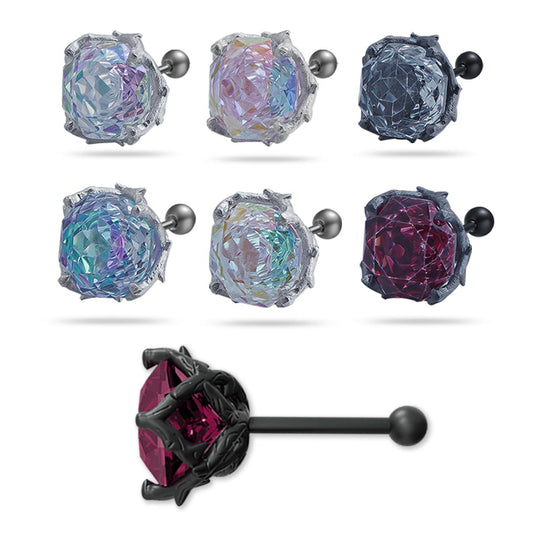 [LUMI96] Sterling Silber Dorn Rose Cut AAAAA+ CZ Ohrstecker, Schmuck für Männer Frauen, Unisex 